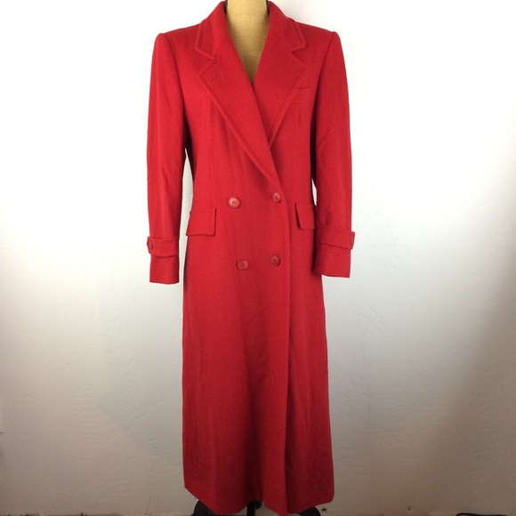 Evan Picone Jackets & Blazers - Evan-Picone Vintage Wool Long Red Pea Coat Sz 10